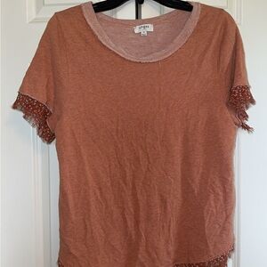 Umgee Orange Ruffled Short Sleeve Tee